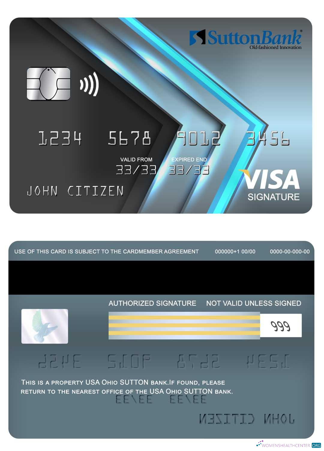 Download USA Ohio SUTTON bank visa signature card Photoshop template